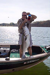 Lake Lanier Striper caught on a Fly Rod